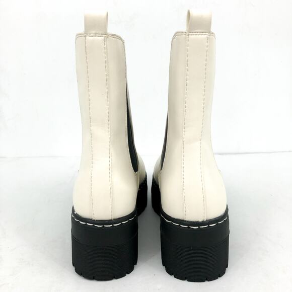 MIA Womens Cayden Chelsea Boot US 6 White Vegan Leather Platform Lug Sole NWOB - Picture 8 of 13